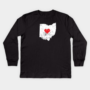 <3 Ohio State Map T Shirt for Men Women and Kids Kids Long Sleeve T-Shirt